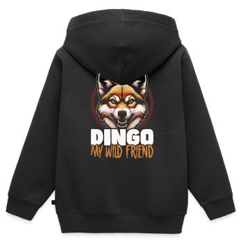 Dingo Hund Westaustralien Australischer Dingo Liebe - Kinder Premium Organic Zip Hoodie - Schwarz - Hinten - AI Model Kid Male (0cm)