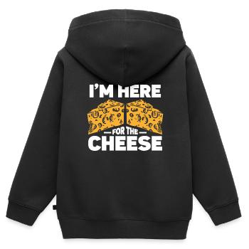 Amateur de fromage Cheese - Sweat Premium à capuche zippé enfant bio - noir - Dos - AI Model Kid Male (0cm)