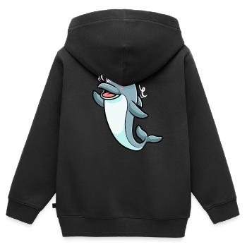 Émoticône de dauphin - Sweat Premium à capuche zippé enfant bio - noir - Dos - AI Model Kid Male (0cm)