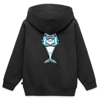 Émoticône de dauphin - Sweat Premium à capuche zippé enfant bio - noir - Dos - AI Model Kid Male (0cm)