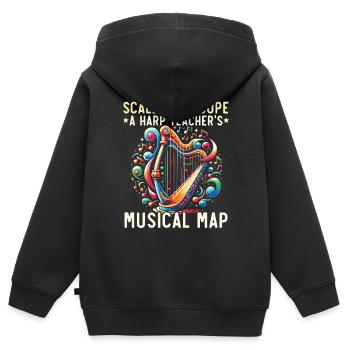 Harp Teacher Harpist Music Instrument Harp Player - Kids Premium Organic Zip-up Hoodie - black - Back - AI Model Kid Male (0cm)