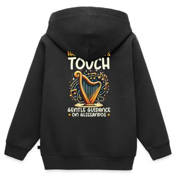 Harfenlehrer Harfenist Musikinstrument Harfenspieler - Kinder Premium Organic Zip Hoodie - Schwarz - Hinten - AI Model Kid Male (0cm)