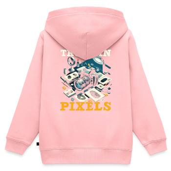 Photographe médico-légal Enquête sur les scènes de crime - Sweat Premium à capuche zippé enfant bio - rose - Dos - AI Model Kid Female (0cm)