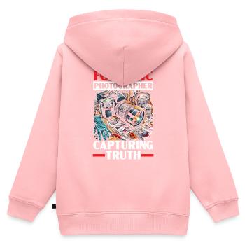 Photographe médico-légal Enquête sur les scènes de crime - Sweat Premium à capuche zippé enfant bio - rose - Dos - AI Model Kid Female (0cm)