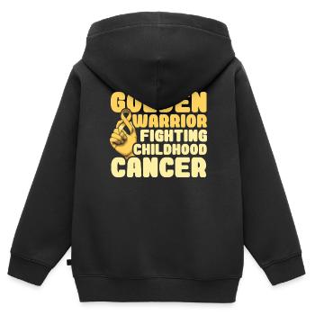 Bewusstsein für Krebs im Kindesalter Chemotherapie Kampf gegen Krebs - Kinder Premium Organic Zip Hoodie - Schwarz - Hinten - AI Model Kid Male (0cm)