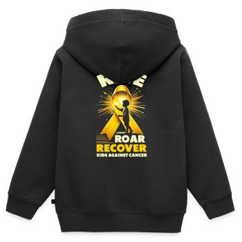 Sensibilisation au cancer de l’enfant Chimio Combattre le cancer - Sweat Premium à capuche zippé enfant bio - noir - Dos - AI Model Kid Male (0cm)