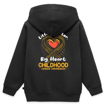 Sensibilisation au cancer de l’enfant Chimio Combattre le cancer - Sweat Premium à capuche zippé enfant bio - noir - Dos - AI Model Kid Male (0cm)