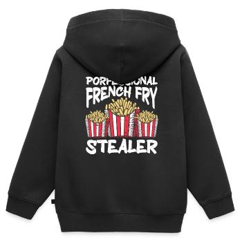 Restauration rapide Frites - Sweat Premium à capuche zippé enfant bio - noir - Dos - AI Model Kid Male (0cm)