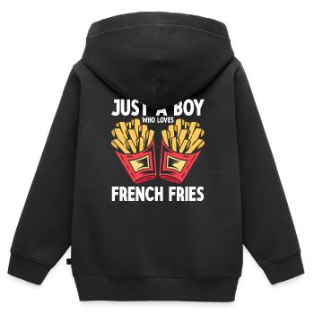 Restauration rapide Frites - Sweat Premium à capuche zippé enfant bio - noir - Dos - AI Model Kid Male (0cm)