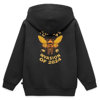Invasion de cigale Couvain d'insectes Survivant de cigale - Sweat Premium à capuche zippé enfant bio - noir - Dos - AI Model Kid Male (0cm)