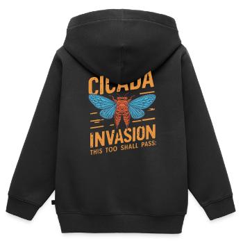 Invasion de cigale Couvain d'insectes Survivant de cigale - Sweat Premium à capuche zippé enfant bio - noir - Dos - AI Model Kid Male (0cm)
