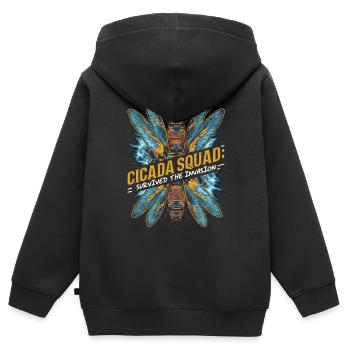 Zikadeninvasion Insektenbrut Zikadenüberlebender - Kinder Premium Organic Zip Hoodie - Schwarz - Hinten - AI Model Kid Male (0cm)