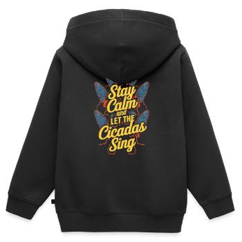 Invasion de cigale Couvain d'insectes Survivant de cigale - Sweat Premium à capuche zippé enfant bio - noir - Dos - AI Model Kid Male (0cm)