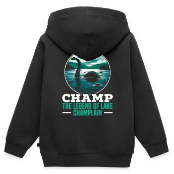 Champ Mythical Champy Cryptozoology Cryptid - Kids Premium Organic Zip-up Hoodie - black - Back - AI Model Kid Male (0cm)