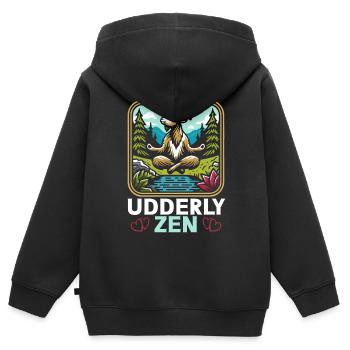 Lustige Ziege Yoga Meditation Yogalehrer Namaste - Kinder Premium Organic Zip Hoodie - Schwarz - Hinten - AI Model Kid Male (0cm)