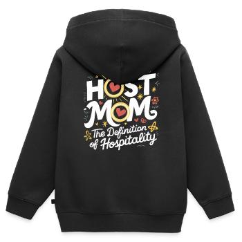 Mère d’accueil Étudiant d’échange Famille d’accueil Parent d’accueil - Sweat Premium à capuche zippé enfant bio - noir - Dos - AI Model Kid Male (0cm)