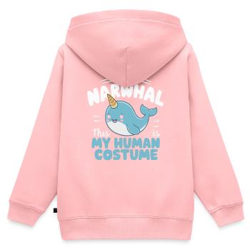 Amoureux du narval Licorne de l’animal marin Narval - Sweat Premium à capuche zippé enfant bio - rose - Dos - AI Model Kid Female (0cm)