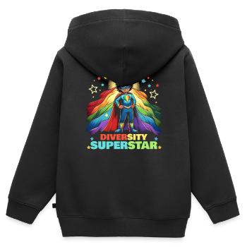 AuDHD Autismus ADHS Autistisches Spektrum Neurodiversität - Kinder Premium Organic Zip Hoodie - Schwarz - Hinten - AI Model Kid Male (0cm)