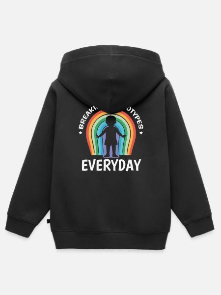 AuDHD Autismo ADHD Spettro Autistico Neurodiversità - Felpa Premium con cappuccio con zip bambino bio - nero