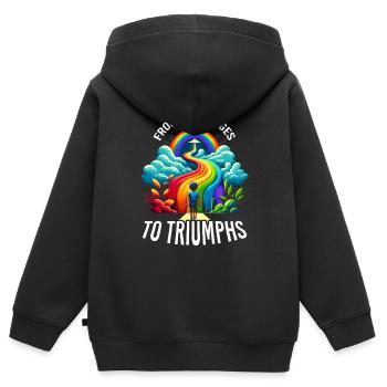 AuDHD Autismus ADHS Autistisches Spektrum Neurodiversität - Kinder Premium Organic Zip Hoodie - Schwarz - Hinten - AI Model Kid Male (0cm)