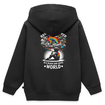 AuDHD Autismus ADHS Autistisches Spektrum Neurodiversität - Kinder Premium Organic Zip Hoodie - Schwarz - Hinten - AI Model Kid Male (0cm)