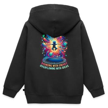 AuDHD Autisme TDAH Spectre autistique Neurodiversité - Sweat Premium à capuche zippé enfant bio - noir - Dos - AI Model Kid Male (0cm)