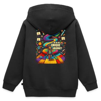 AuDHD Autisme TDAH Spectre autistique Neurodiversité - Sweat Premium à capuche zippé enfant bio - noir - Dos - AI Model Kid Male (0cm)