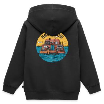 Hausbootbesitzer Seeanker Hausboot Bootfahren - Kinder Premium Organic Zip Hoodie - Schwarz - Hinten - AI Model Kid Male (0cm)