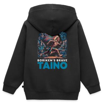 Taino-Indianer Puerto Rico Boricua Puerto-Ricaner - Kinder Premium Organic Zip Hoodie - Schwarz - Hinten - AI Model Kid Male (0cm)