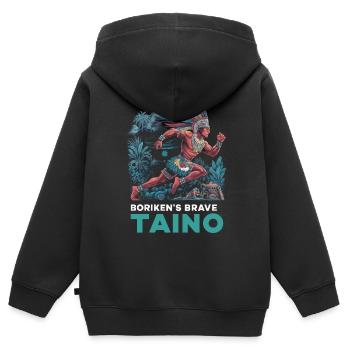 Taino-Indianer Puerto Rico Boricua Puerto-Ricaner - Kinder Premium Organic Zip Hoodie - Schwarz - Hinten - AI Model Kid Male (0cm)