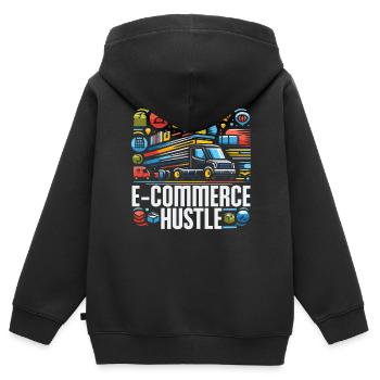 Entrepreneur en commerce électronique d’entreprise de dropshipping - Sweat Premium à capuche zippé enfant bio - noir - Dos - AI Model Kid Male (0cm)