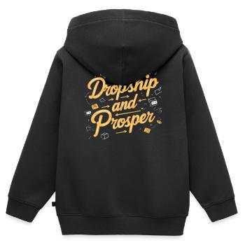 Entrepreneur en commerce électronique d’entreprise de dropshipping - Sweat Premium à capuche zippé enfant bio - noir - Dos - AI Model Kid Male (0cm)