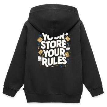 Entrepreneur en commerce électronique d’entreprise de dropshipping - Sweat Premium à capuche zippé enfant bio - noir - Dos - AI Model Kid Male (0cm)