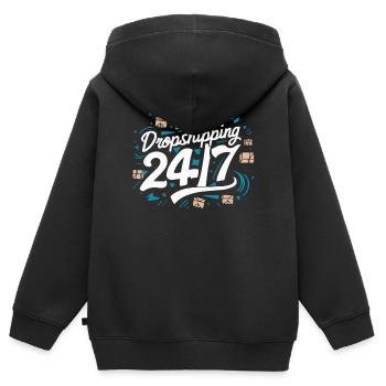 Entrepreneur en commerce électronique d’entreprise de dropshipping - Sweat Premium à capuche zippé enfant bio - noir - Dos - AI Model Kid Male (0cm)