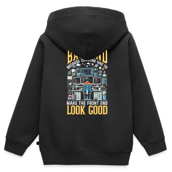Backend-Entwickler Programmierung Softwareprogrammierer - Kinder Premium Organic Zip Hoodie - Schwarz - Hinten - AI Model Kid Male (0cm)