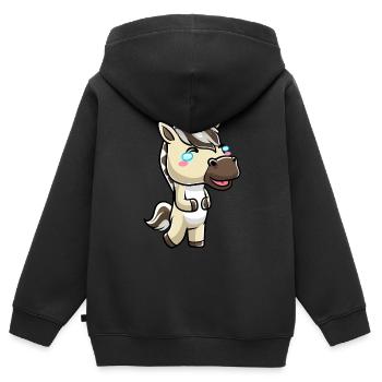 Émoticône Kawaii Cheval du Fjord - Sweat Premium à capuche zippé enfant bio - noir - Dos - AI Model Kid Male (0cm)