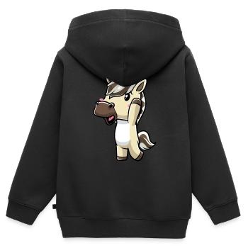 Émoticône Kawaii Cheval du Fjord - Sweat Premium à capuche zippé enfant bio - noir - Dos - AI Model Kid Male (0cm)
