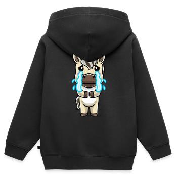 Émoticône Kawaii Cheval du Fjord - Sweat Premium à capuche zippé enfant bio - noir - Dos - AI Model Kid Male (0cm)