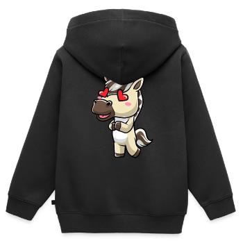 Émoticône Kawaii Cheval du Fjord - Sweat Premium à capuche zippé enfant bio - noir - Dos - AI Model Kid Male (0cm)