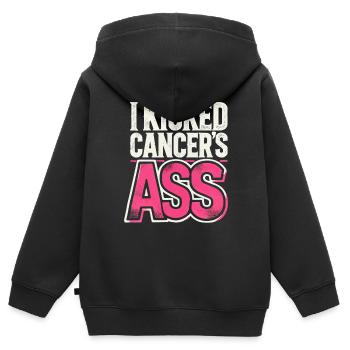 Brustkrebs-Bewusstseinsband für Krebsüberlebende - Kinder Premium Organic Zip Hoodie - Schwarz - Hinten - AI Model Kid Male (0cm)