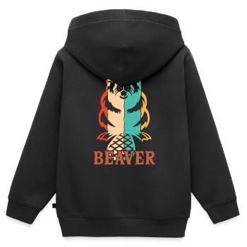 Retro Eurasischer Castor Canadensis Nordamerikanisch - Kinder Premium Organic Zip Hoodie - Schwarz - Hinten - AI Model Kid Male (0cm)