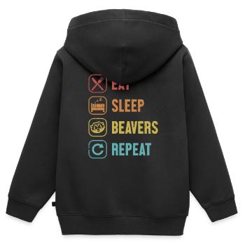 Eat Sleep Beavers Repeat Eurasian Castor - Kids Premium Organic Zip-up Hoodie - black - Back - AI Model Kid Male (0cm)