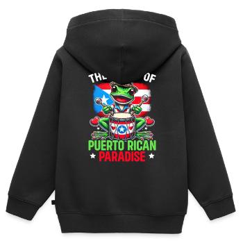 Coqui Grenouille Porto Rico Pride Boricua Portoricain - Sweat Premium à capuche zippé enfant bio - noir - Dos - AI Model Kid Male (0cm)