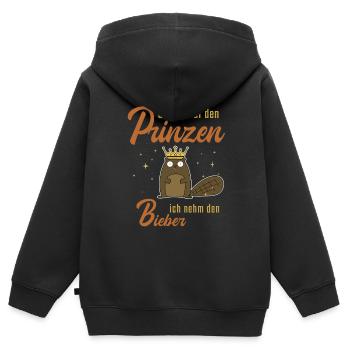 Ich nehm den Bieber North American Eurasian Beaver - Kinder Premium Organic Zip Hoodie - Schwarz - Hinten - AI Model Kid Male (0cm)