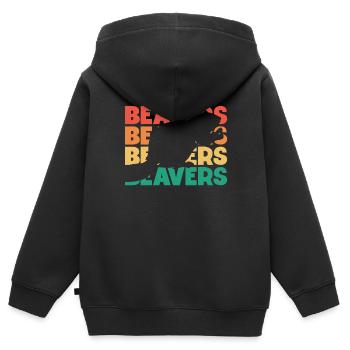 Beavers Retro Text Castor Canadensis North - Kids Premium Organic Zip-up Hoodie - black - Back - AI Model Kid Male (0cm)