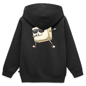 Tanzender Tofu Für Veganer Und Tofu-liebhaber - Kinder Premium Organic Zip Hoodie - Schwarz - Hinten - AI Model Kid Male (0cm)