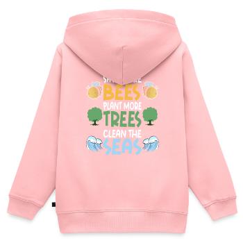 Save More Bees Plant More Trees Clean The Seas - Kids Premium Organic Zip-up Hoodie - rose - Back - AI Model Kid Female (0cm)