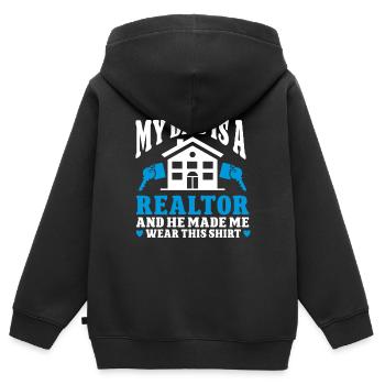Agent immobilier Agent immobilier - Sweat Premium à capuche zippé enfant bio - noir - Dos - AI Model Kid Male (0cm)