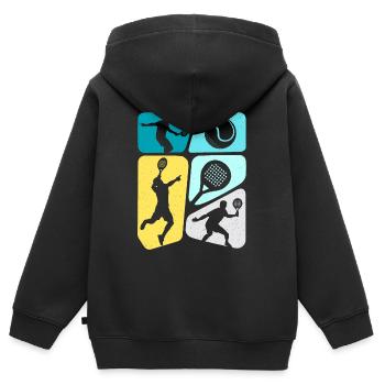 Padel Tennis Enfants Padel Garçons - Sweat Premium à capuche zippé enfant bio - noir - Dos - AI Model Kid Male (0cm)