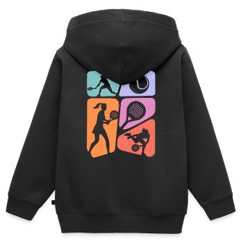 Padel Tennis Enfants Filles Padel - Sweat Premium à capuche zippé enfant bio - noir - Dos - AI Model Kid Male (0cm)